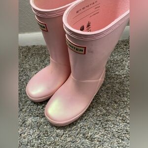 Hunter Rain Boots Pink Glitter Kids Girl US12 UK10